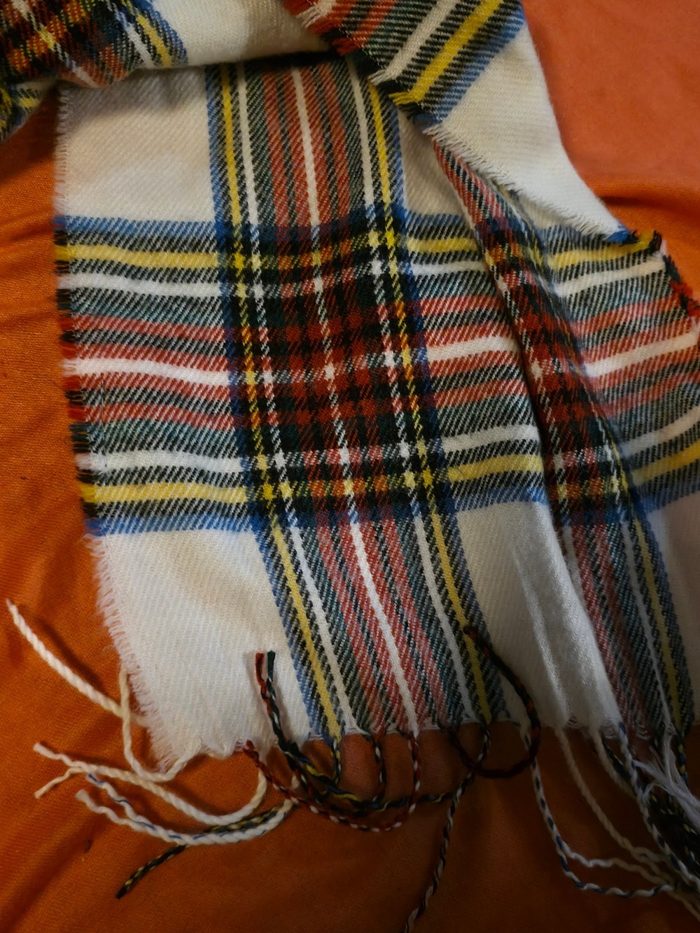 4/$25 Deal! Tommy Hilfiger Plaid Fringe Scarf in Red, Blue, Yellow, Black, White - Picture 5 of 7